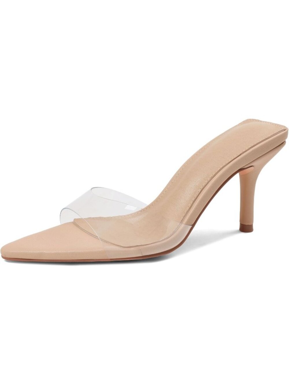 Women's Clear Summer Pointed Open Peep Toe Backless Stiletto Slingback High Heel